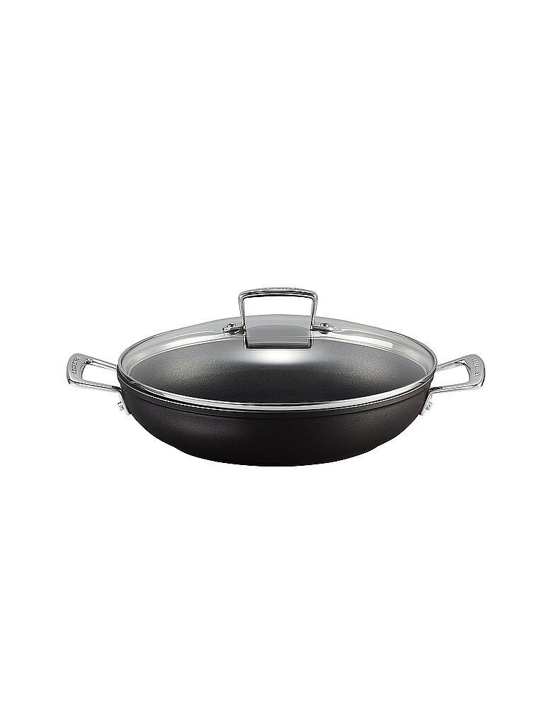 Le Creuset Aluminium-Antihaft Profipfanne mit Deckel, Ø 28 cm, Für alle Herdarten inkl. Induktion geeignet, Anthrazit/Silber, 51107280010502