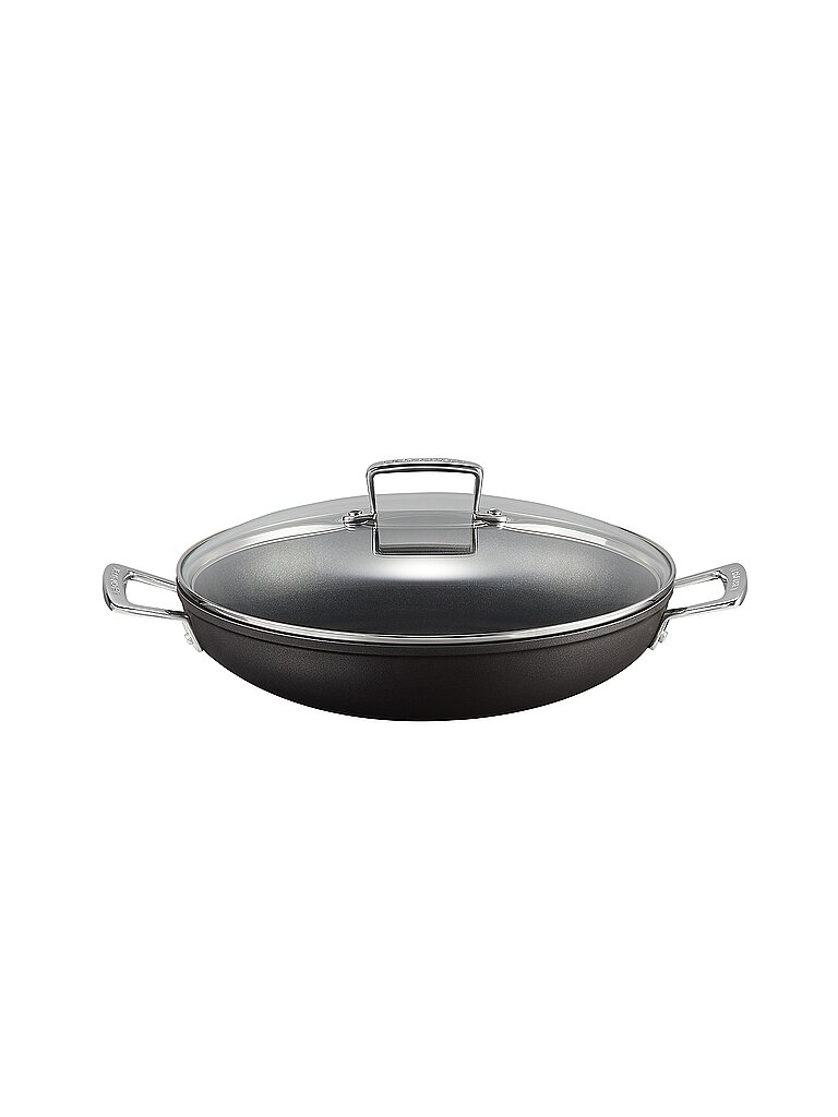 Le Creuset Aluminium-Antihaft Profipfanne mit Deckel, Ø 30 cm, Für alle Herdarten inkl. Induktion geeignet, Anthrazit/Silber, 51107300010502