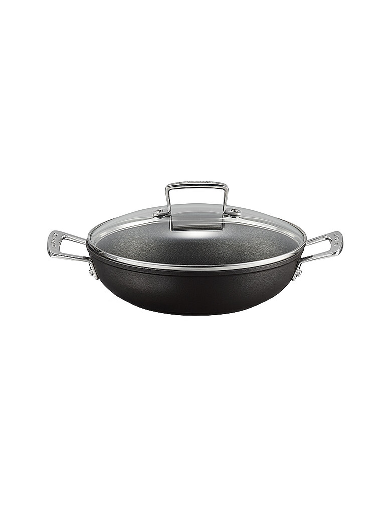 LE CREUSET Aluminium-Antihaft Profipfanne mit Glasdeckel 24cm Schwarz schwarz