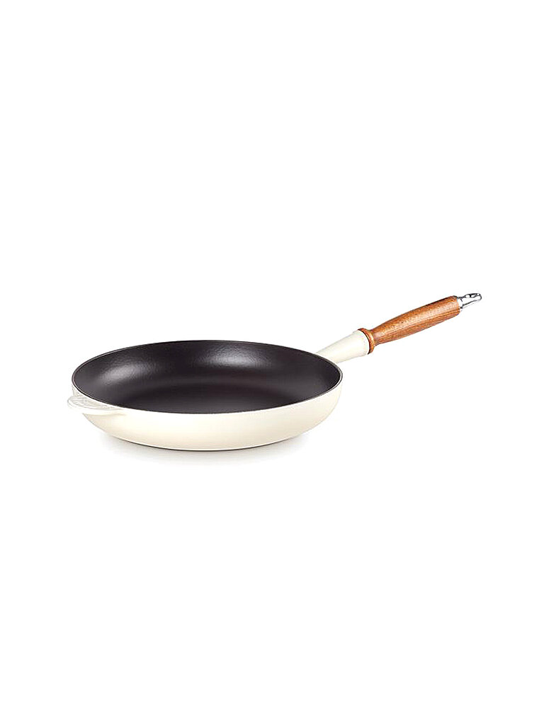 LE CREUSET Gusseisen Bratpfanne mit Holzgriff  24cm Meringue creme