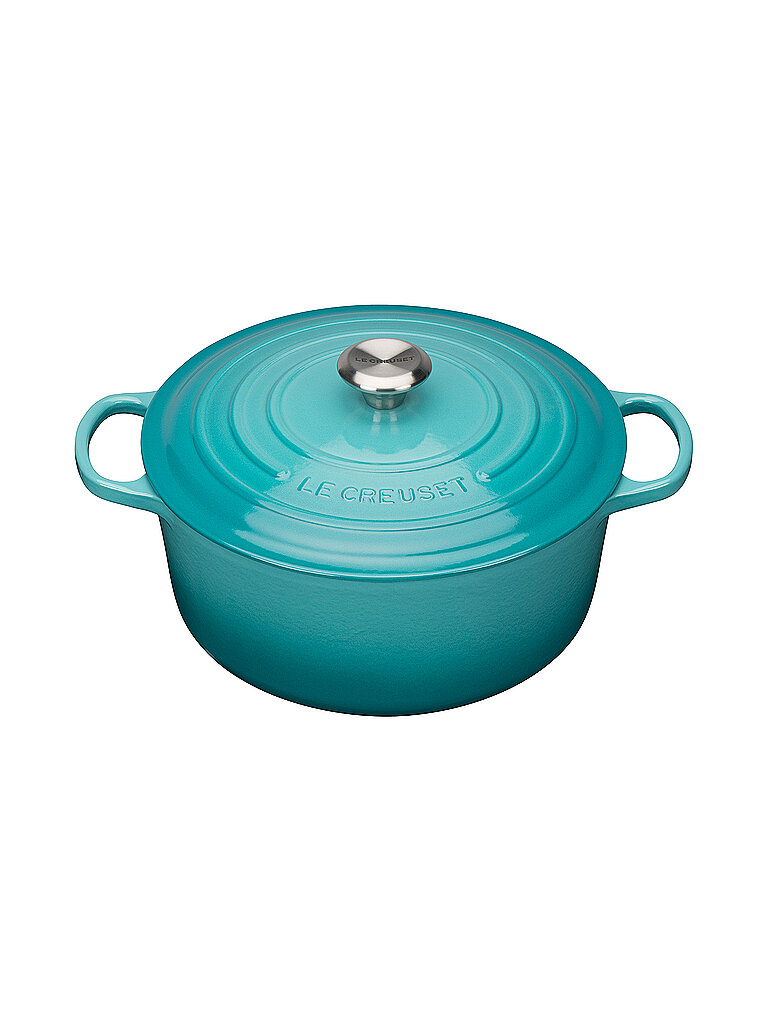 LE CREUSET Runder Bräter aus Gusseisen 24cm Karibik türkis