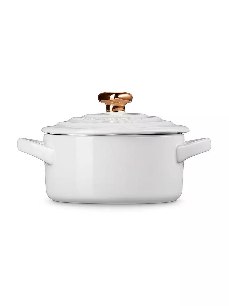 LE CREUSET | Mini Cocotte mit goldenem Herzknauf 10cm/0,25l White | rot