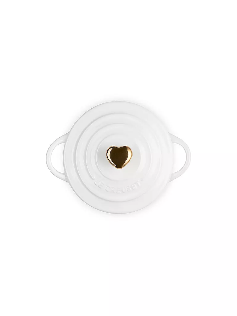 LE CREUSET | Mini Cocotte mit goldenem Herzknauf 10cm/0,25l White | rot