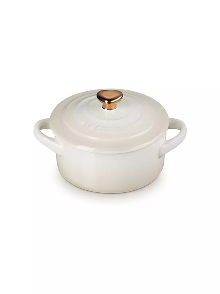 LE CREUSET | Mini Cocotte rund 10cm mit Herzknopf Meringue | creme