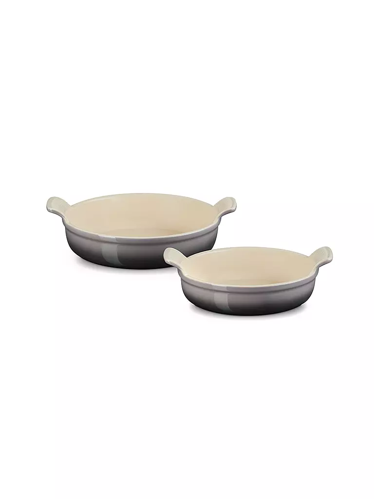 LE CREUSET | Runde Auflaufform Tradition aus Steinzeug 20cm und 24cm 2er-Set Flint | grau