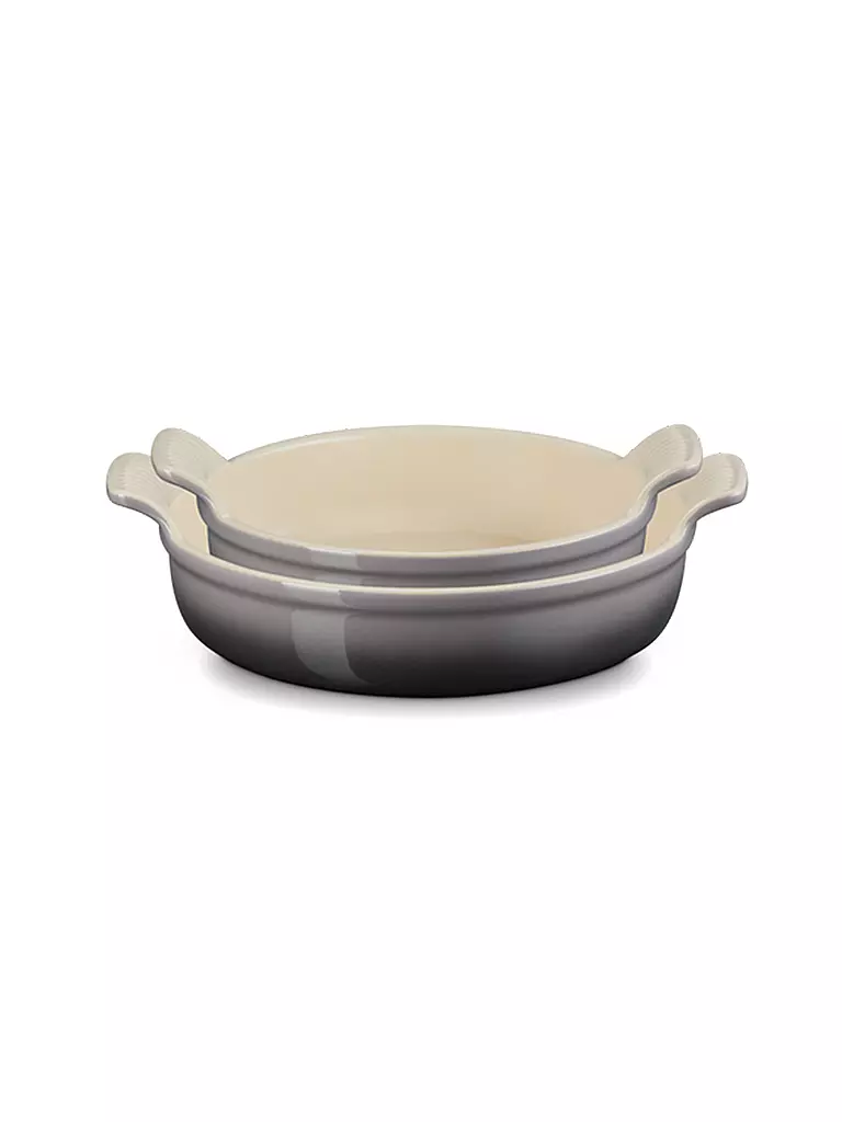 LE CREUSET | Runde Auflaufform Tradition aus Steinzeug 20cm und 24cm 2er-Set Flint | grau