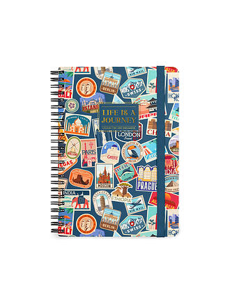 LEGAMI | Liniertes Spiralnotizbuch - A5 Blatt - Groß Travel Stickers 