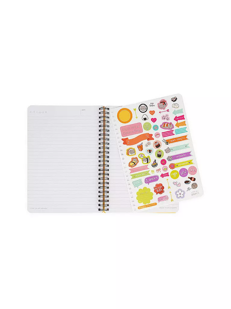 LEGAMI | Liniertes Notizbuch -Large - Spiralbindung - A5-Format SUSHI CAT  | keine Farbe