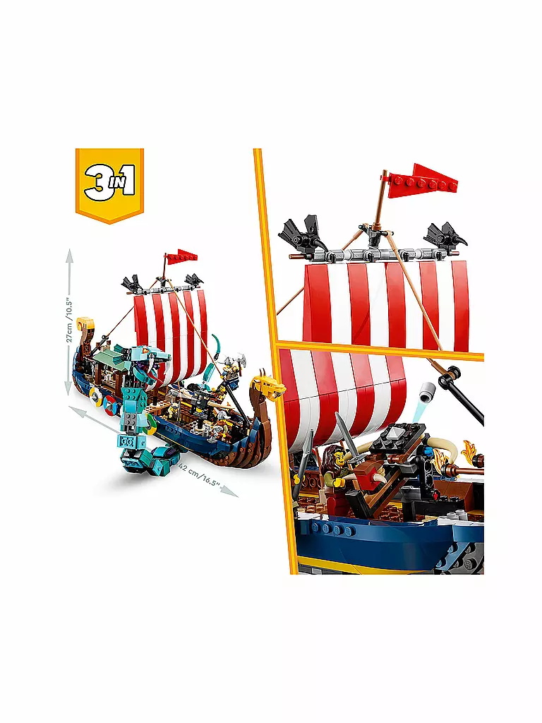 LEGO | Creator - Wikingerschiff mit Midgardschlange 31132 | keine Farbe