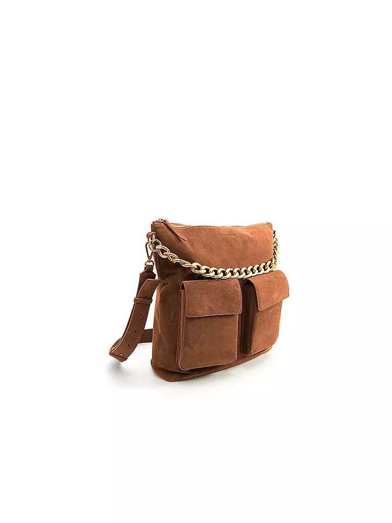 LES VISIONNAIRES | Ledertasche - Hobo Bag Anni Chain | braun