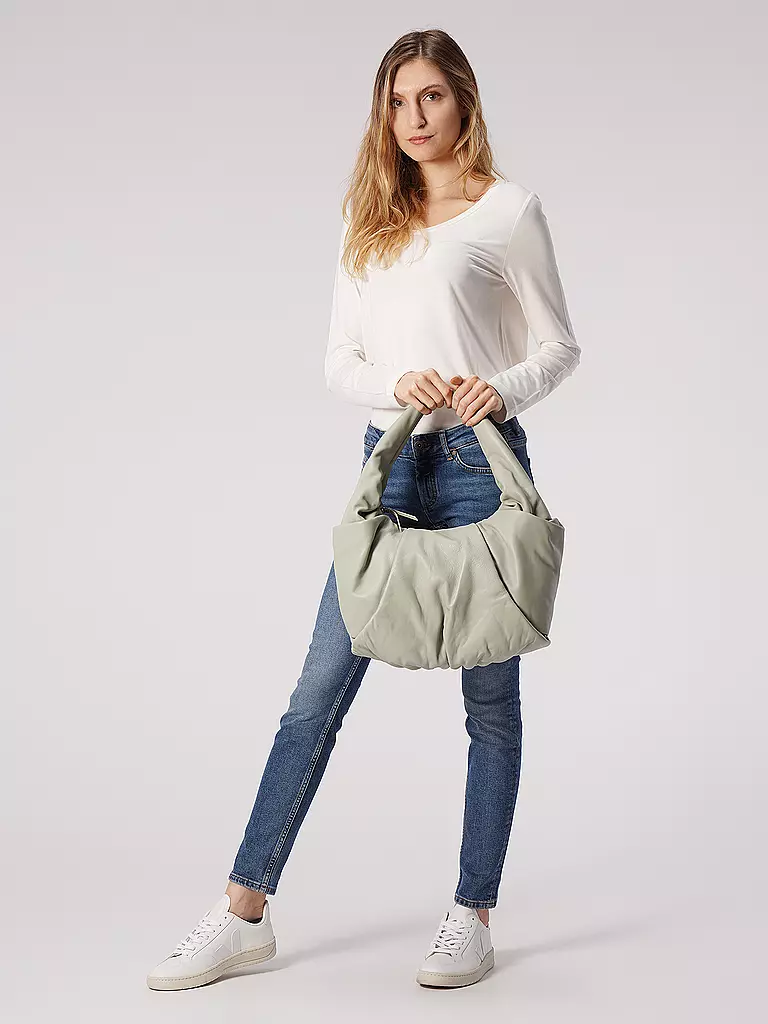 LES VISIONNAIRES | Ledertasche - Hobo Bag GRETA | hellgrün