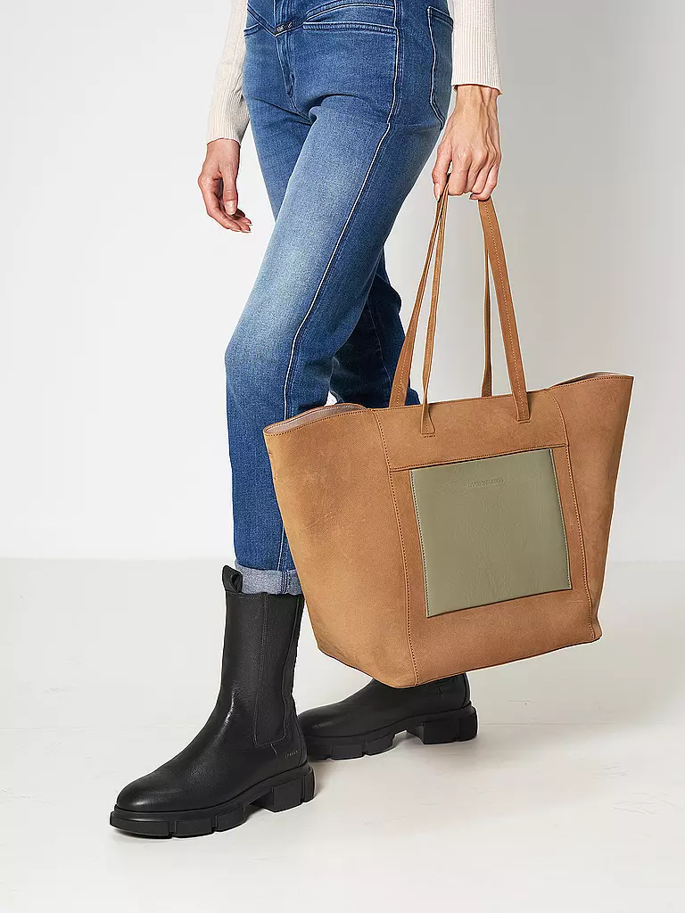 LES VISIONNAIRES | Ledertasche - Shopper NEA BICOLOR | braun