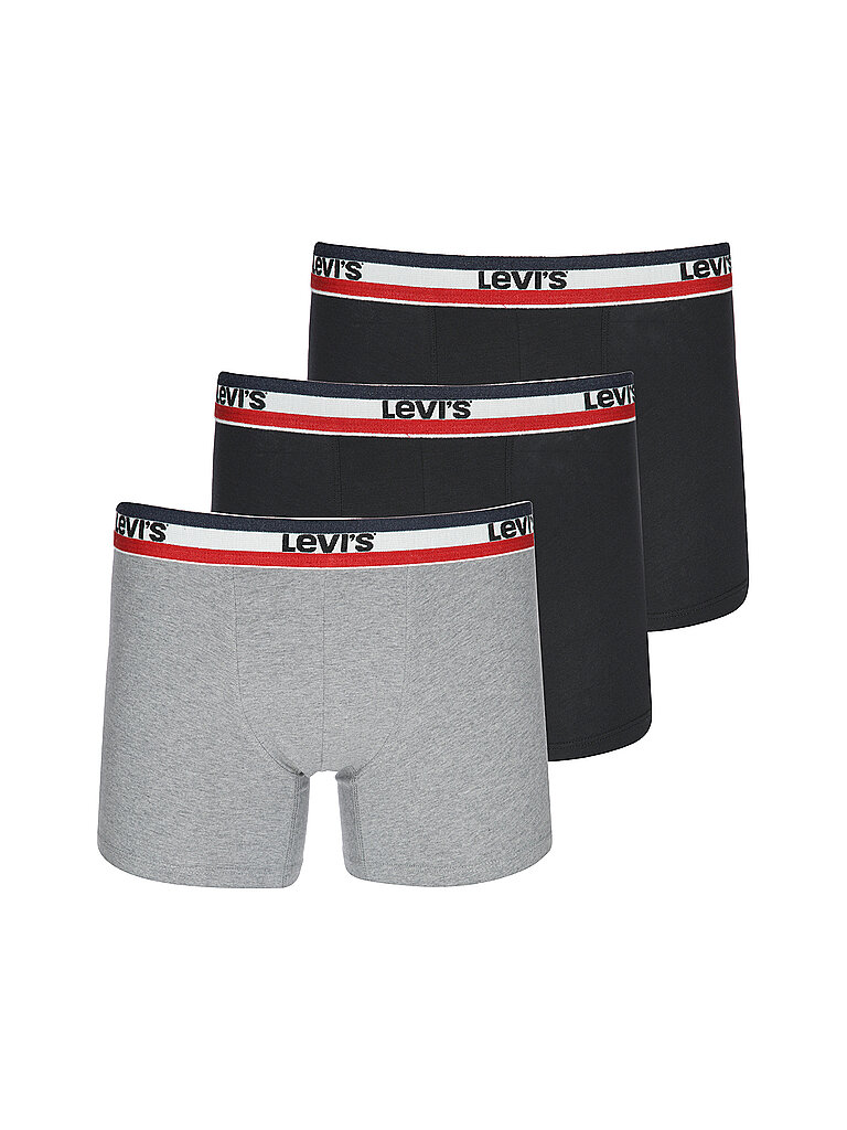 6er Pack Herren Levis SPRTSWR Logo Boxer Brief Boxershorts Unterwäsche Pants, Farbe:Black/Grey Melange, Bekleidungsgröße:S