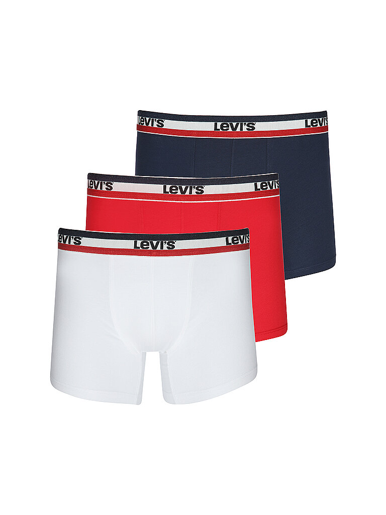 6er Pack Herren Levis SPRTSWR Logo Boxer Brief Boxershorts Unterwäsche Pants, Farbe:White/Blue/Red, Bekleidungsgröße:S