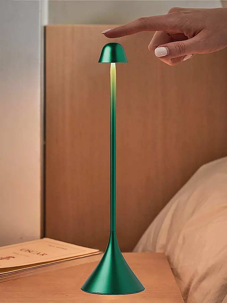 LEXON | LED Lampe STELI 28,6cm Dark-Green | hellblau