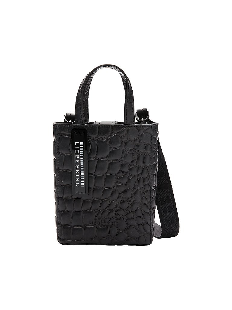 LIEBESKIND BERLIN Ledertasche  Paper Bag Kroko Tote XS  schwarz