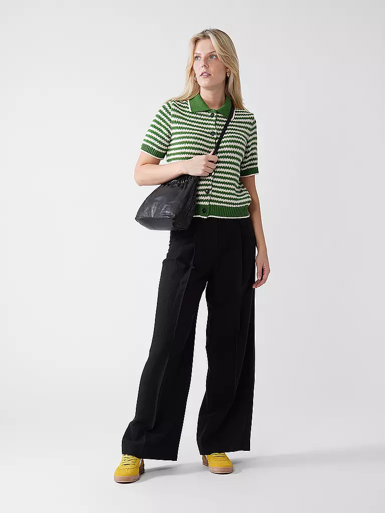 LIEBESKIND BERLIN | Ledertasche - Bucket Bag RUFFLE Small | schwarz