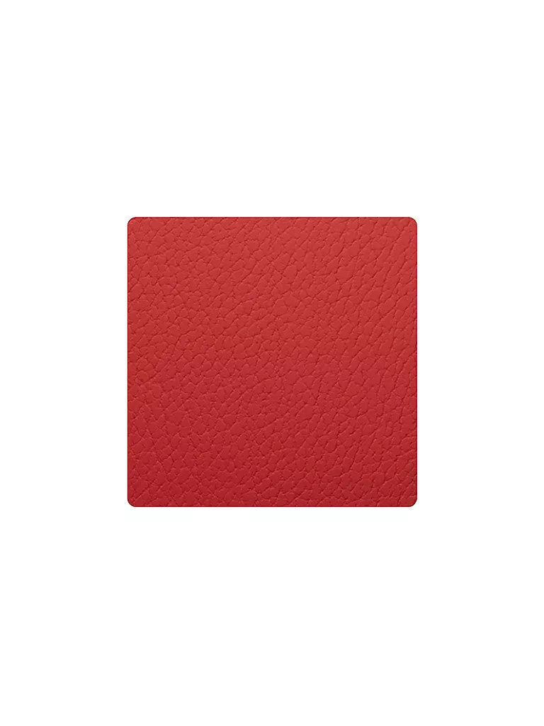 LIND DNA | Leder-Untersetzer eckig Bull 10x10cm Red | rot