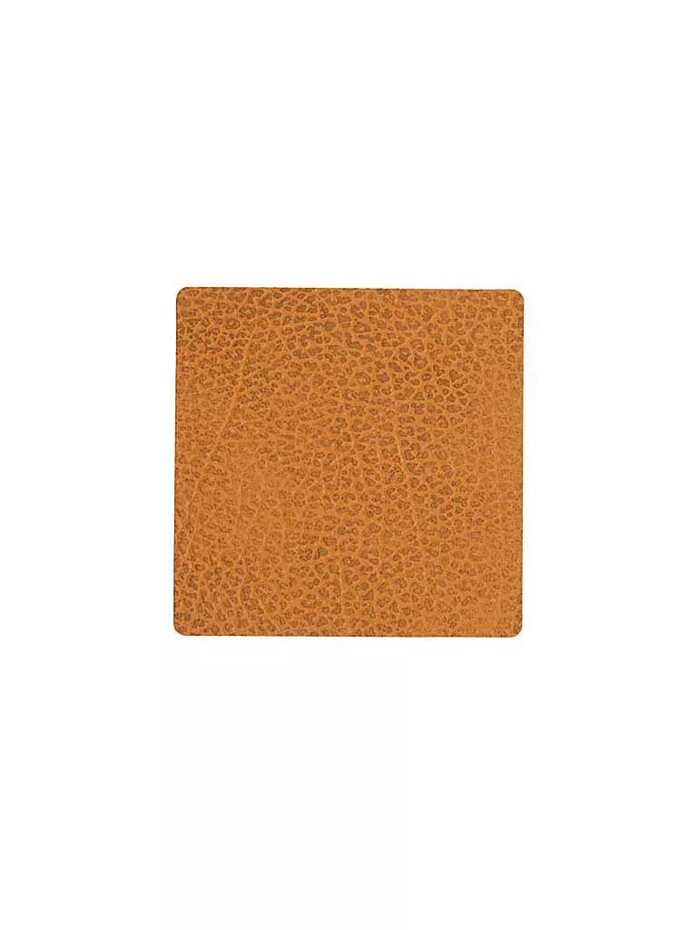 LIND DNA | Leder-Untersetzer eckig Hippo 10x10cm Curry | orange