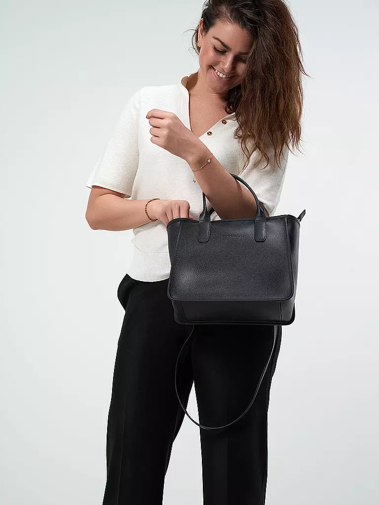 LONGCHAMP | Le Foulonné Henkel-Tasche, Black | schwarz