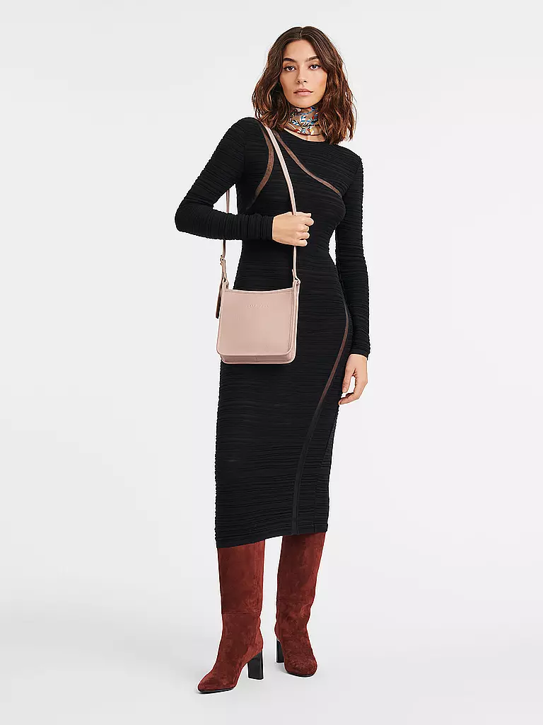 Reißverschluss öffnet Sich In Der Mitte LONGCHAMP Le Foulonné Umhängetasche mit Reißverschluss Small, Nude beige