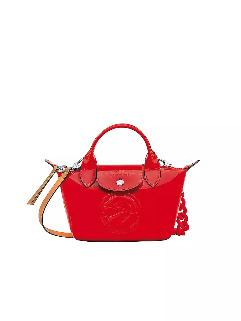 LONGCHAMP | Le Pliage Cuir Gloss Henkeltasche X-Small, Vermillon | rot