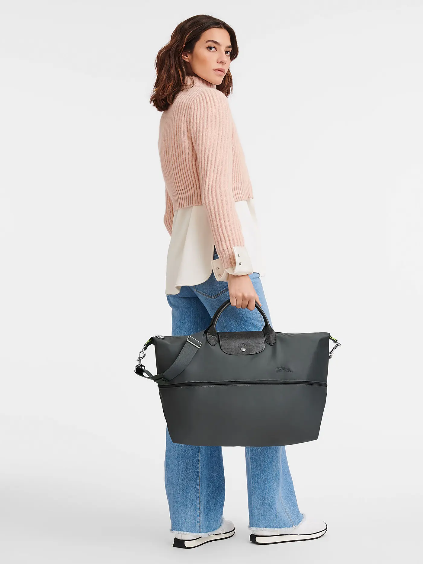 LONGCHAMP | Le Pliage Green Erweiterbare Reisetasche, Graphite | grau