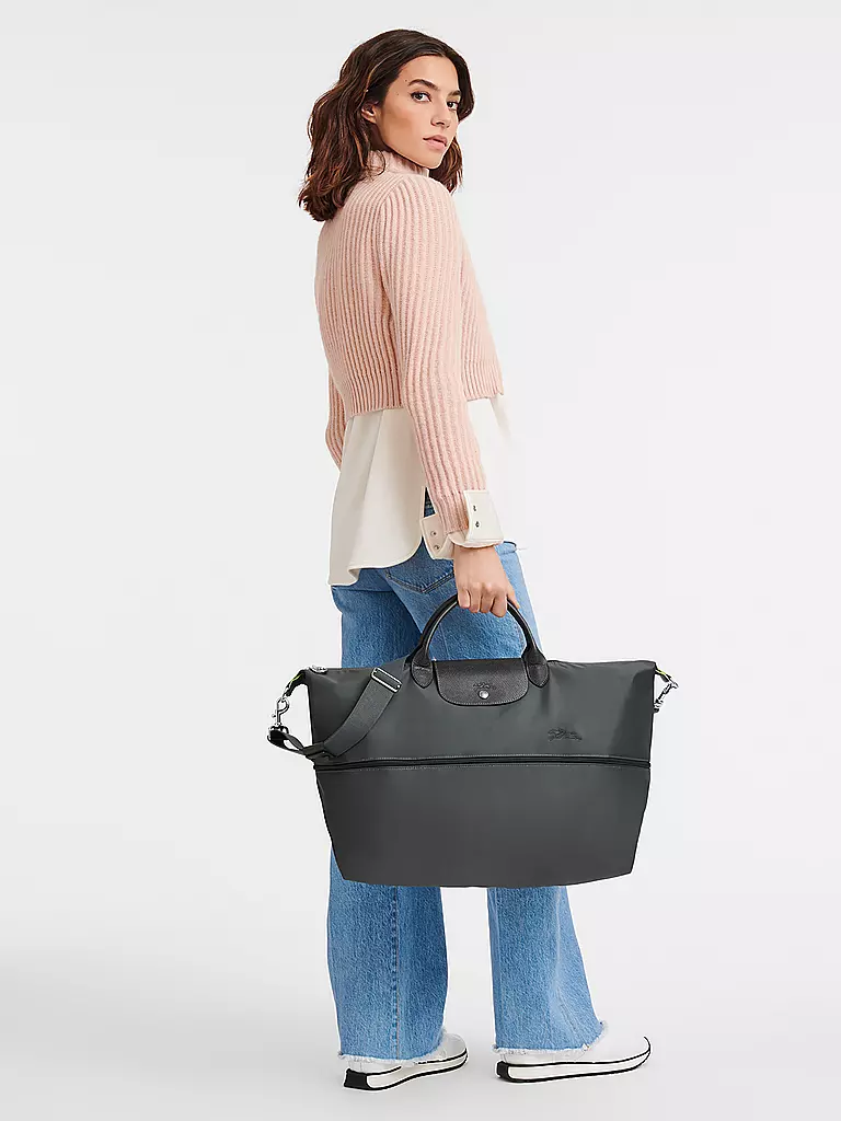 LONGCHAMP | Le Pliage Green Erweiterbare Reisetasche, Graphite | grau