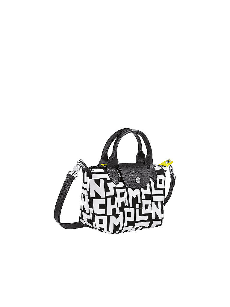 LONGCHAMP | Le Pliage Handtasche XS, Black / White | schwarz