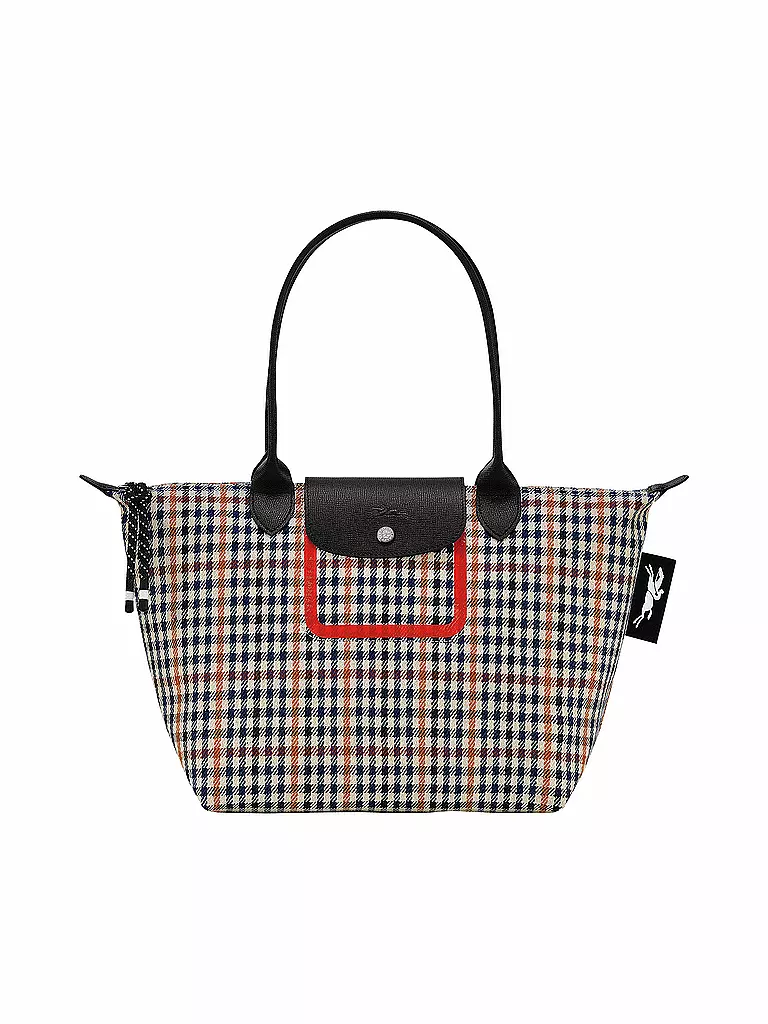 LONGCHAMP | Le Pliage Pied de Poule Shopper, Navy / Cognac | dunkelblau
