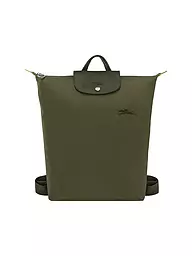 LONGCHAMP | Le Pliage Rucksack Medium, Moka | dunkelgrün