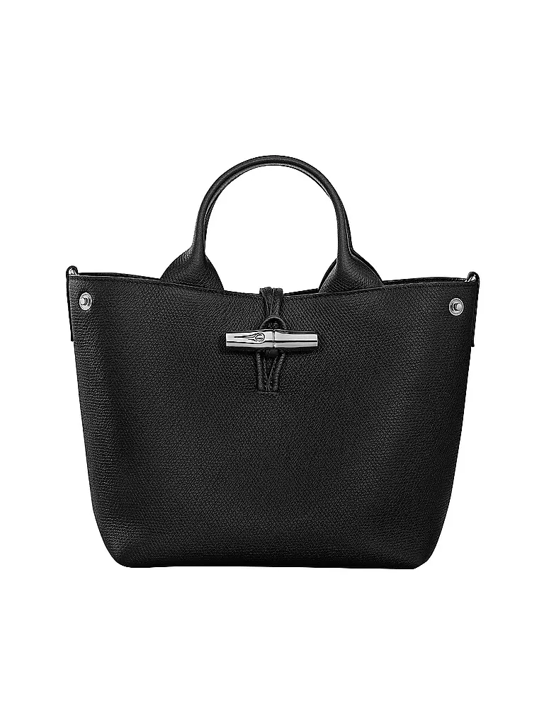 LONGCHAMP | Le Roseau Handle Bag Small, Noir | pink
