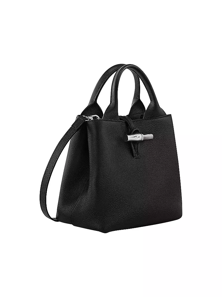 LONGCHAMP | Le Roseau Handle Bag Small, Noir | pink