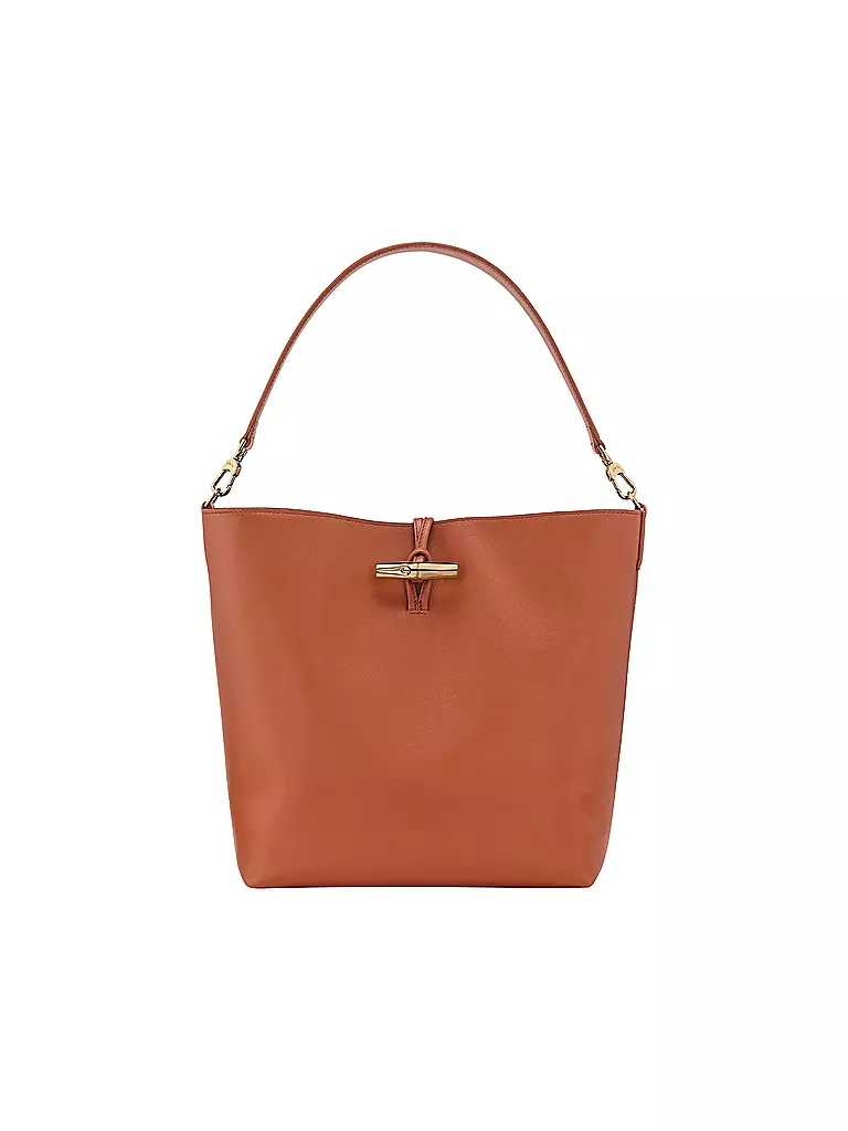 LONGCHAMP | Le Roseau Schultertasche Medium, Ecorce | dunkelrot