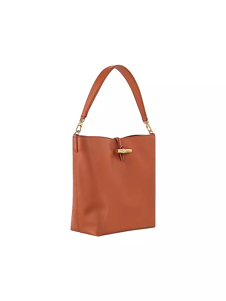 LONGCHAMP | Le Roseau Schultertasche Medium, Ecorce | schwarz