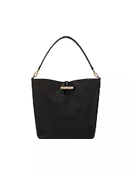 LONGCHAMP | Le Roseau Schultertasche Medium, Ecorce | schwarz