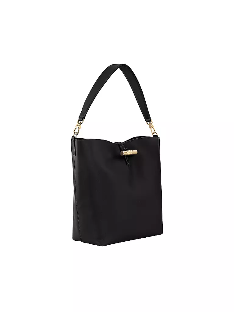 LONGCHAMP | Le Roseau Schultertasche Medium, Noir | dunkelrot