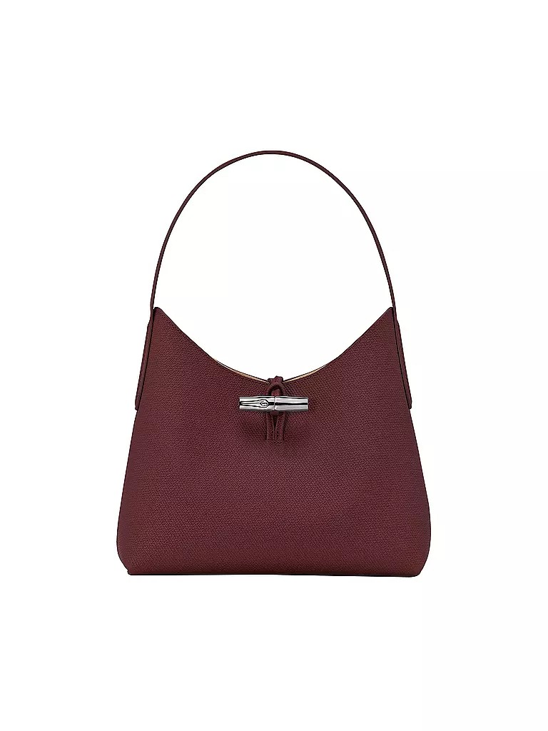 LONGCHAMP | Roseau Schultertasche Medium, Prune | dunkelrot