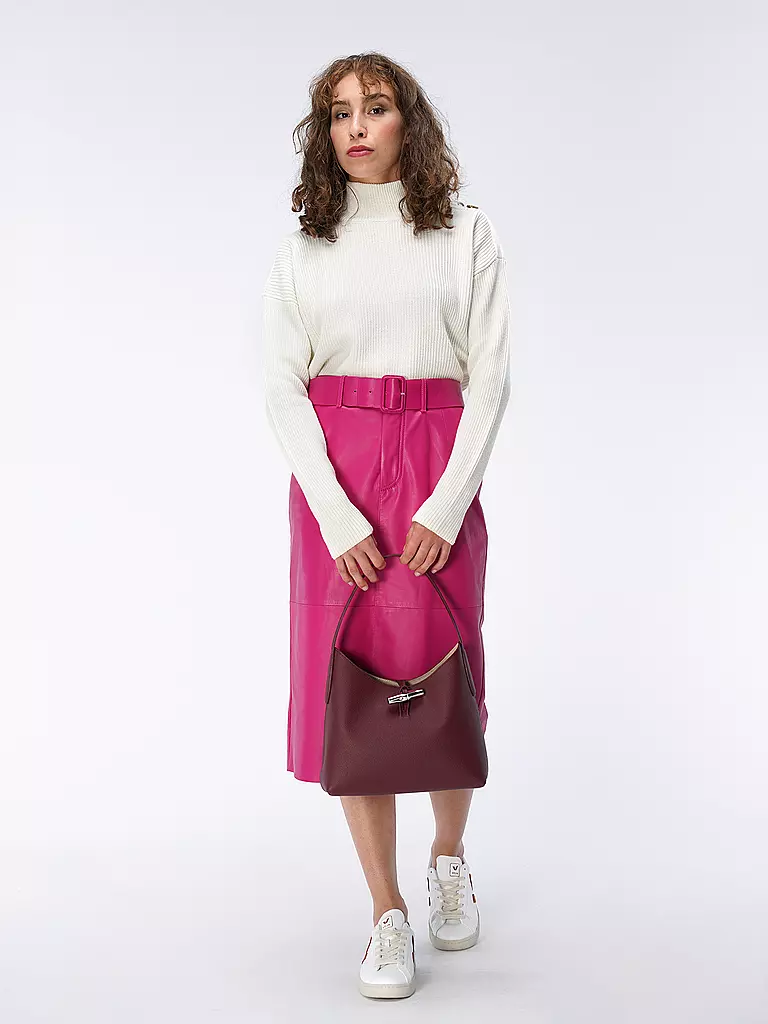 LONGCHAMP | Roseau Schultertasche Medium, Prune | dunkelrot