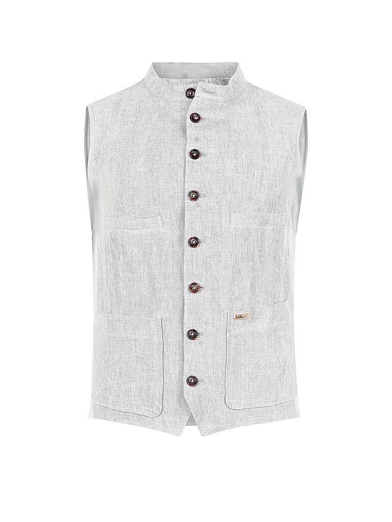 LUIS TRENKER Leinen Gilet Samoele grau | 48