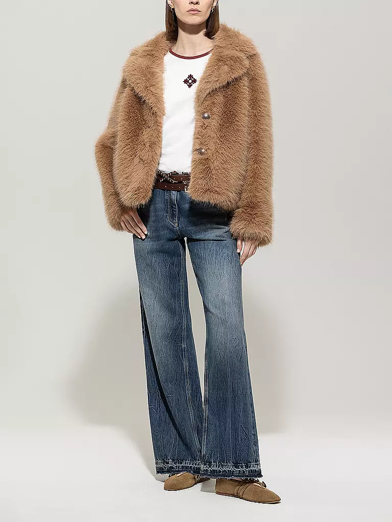 LUISA CERANO | Jacke in Felloptik  | hellbraun