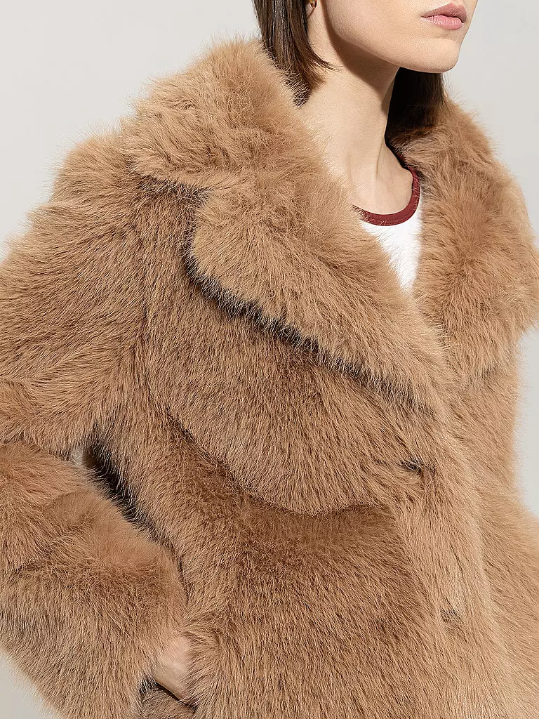 LUISA CERANO | Jacke in Felloptik  | hellbraun