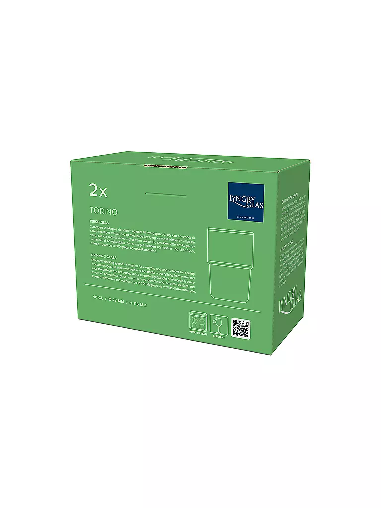 LYNG BY GLAS | Trinkglas 2er Set TORINO 40 cl Gruen | blau