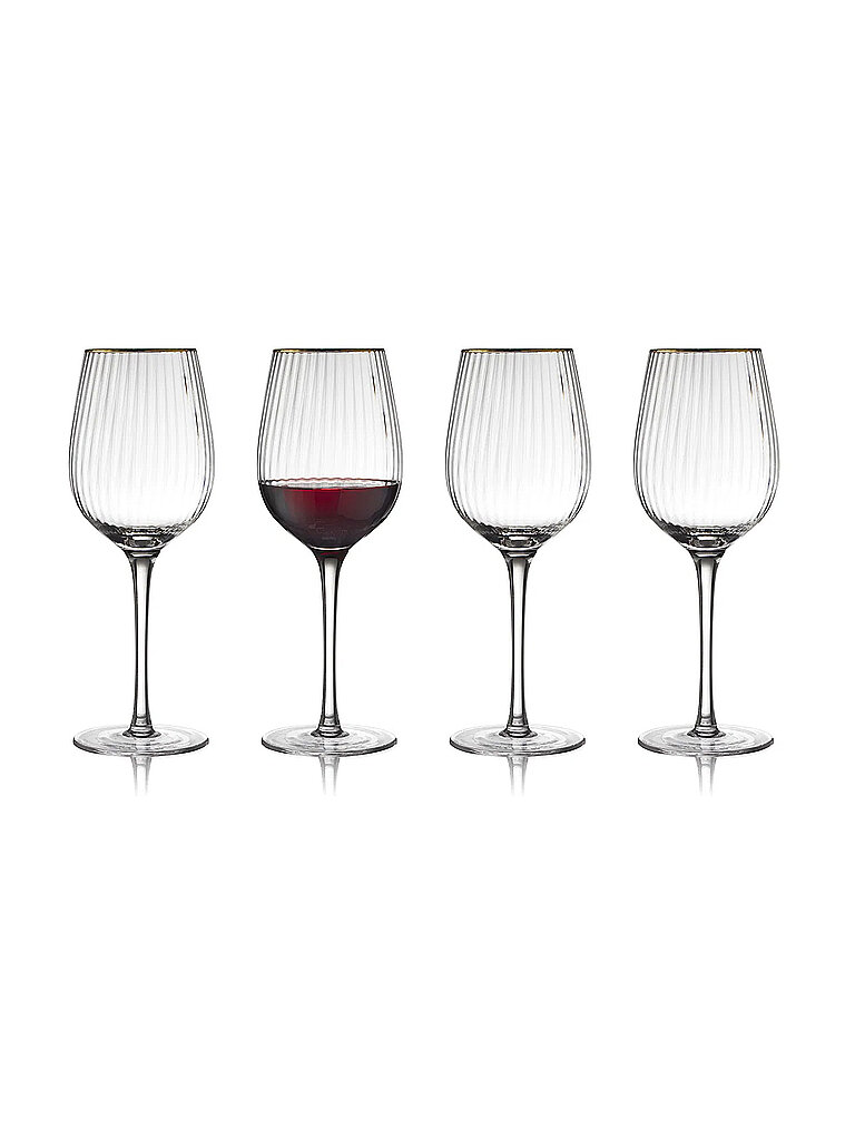 LYNGBY GLAS Rotweinglas Set 4tlg. mit Goldkante PALERMO 40cl
