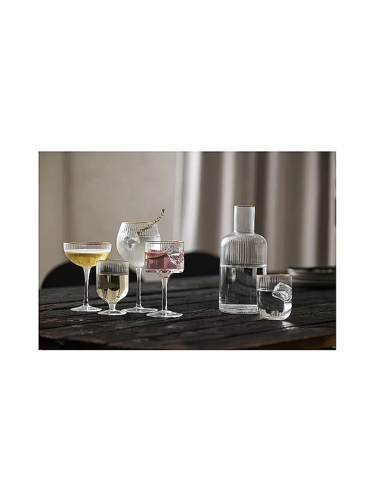 LYNGBY GLAS | Gin & Tonic Glas Set 4tlg. mit Goldkante PALERMO 45cl  | Transparent