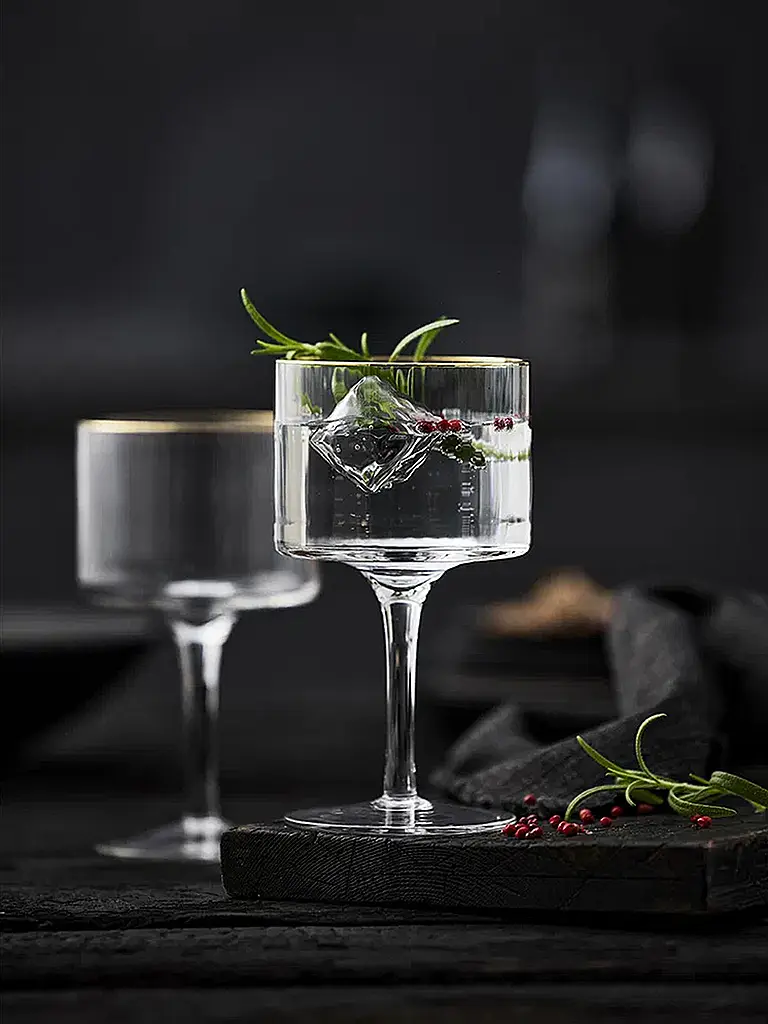 LYNGBY GLAS | Gin & Tonic Glas Set 4tlg. mit Goldkante PALERMO 45cl | 