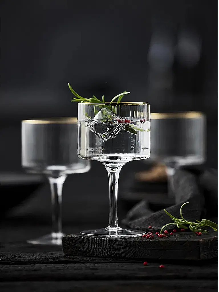 LYNGBY GLAS | Gin & Tonic Glas Set 4tlg. mit Goldkante PALERMO 45cl | 