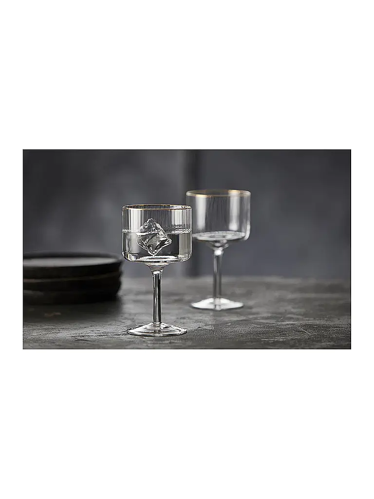 LYNGBY GLAS | Gin & Tonic Glas Set 4tlg. mit Goldkante PALERMO 45cl | 