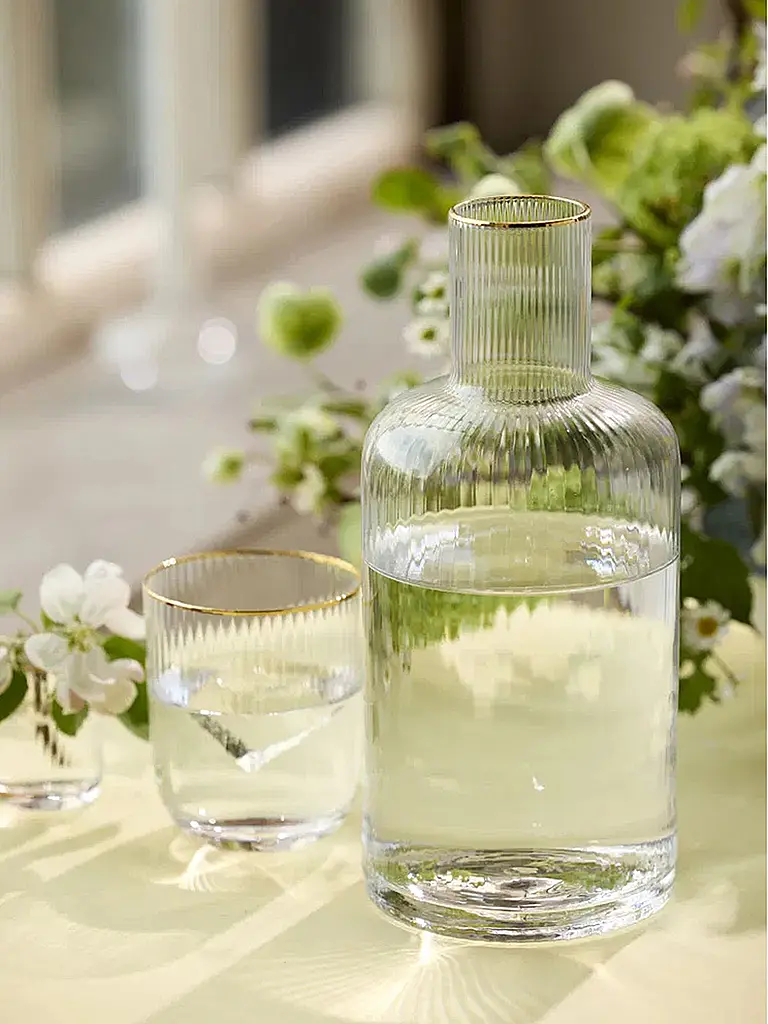 LYNGBY GLAS | Karaffee mit Goldkante 1,5l PALERMO  | Transparent