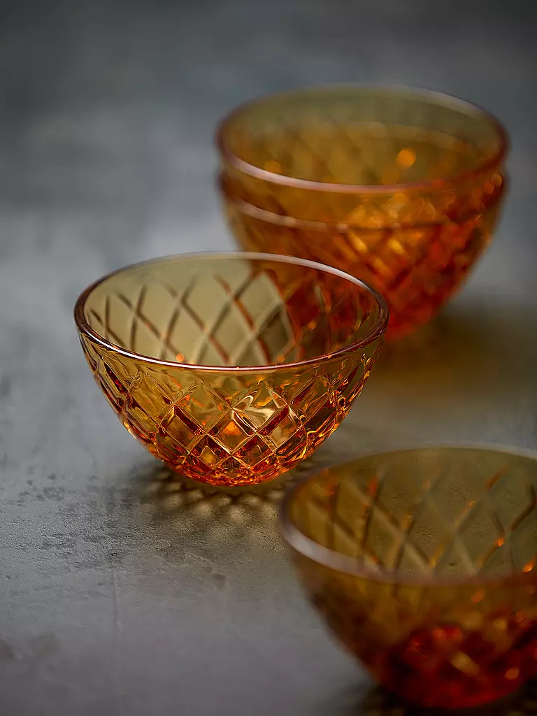 LYNGBY GLAS | Schale 4tlg. 12cm SORRENTO Amber | grün
